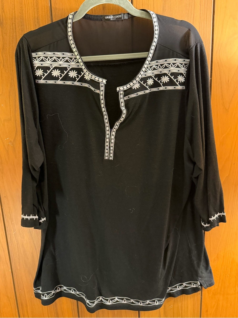 Urban Coco Black Embroidered Women's Tunic